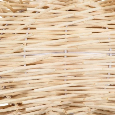 GloboStar® MINORCA 01731 Boho Κρεμαστό Φωτιστικό Ανάρτηση Μονόφωτο 1 x E27 IP20 Μπεζ Ξύλο - Μ60 x Π60 x Y35cm