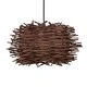 GloboStar® MINORCA 01732 Boho Κρεμαστό Φωτιστικό Ανάρτηση Μονόφωτο 1 x E27 IP20 Καφέ Ξύλο - Μ30 x Π30 x Y18cm