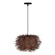 GloboStar® MINORCA 01732 Boho Κρεμαστό Φωτιστικό Ανάρτηση Μονόφωτο 1 x E27 IP20 Καφέ Ξύλο - Μ30 x Π30 x Y18cm