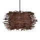 GloboStar® MINORCA 01732 Boho Κρεμαστό Φωτιστικό Ανάρτηση Μονόφωτο 1 x E27 IP20 Καφέ Ξύλο - Μ30 x Π30 x Y18cm