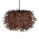 GloboStar® MINORCA 01732 Boho Κρεμαστό Φωτιστικό Ανάρτηση Μονόφωτο 1 x E27 IP20 Καφέ Ξύλο - Μ30 x Π30 x Y18cm