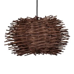 Κρεμαστό φωτιστικό Boho MINORCA 1 x E27 AC 220-240V καφέ με υφασμάτινο καπέλο φυσικού σχεδιασμού Μ35 x Π35 x Υ23