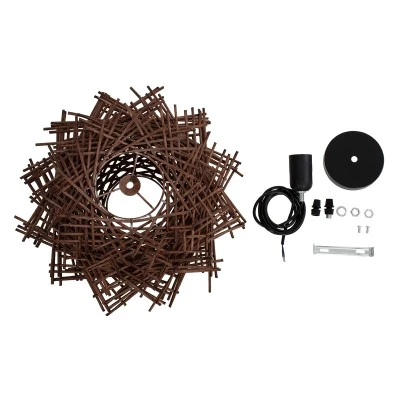 Κρεμαστό φωτιστικό Boho MINORCA 1 x E27 AC 220-240V καφέ με υφασμάτινο καπέλο φυσικού σχεδιασμού Μ35 x Π35 x Υ23