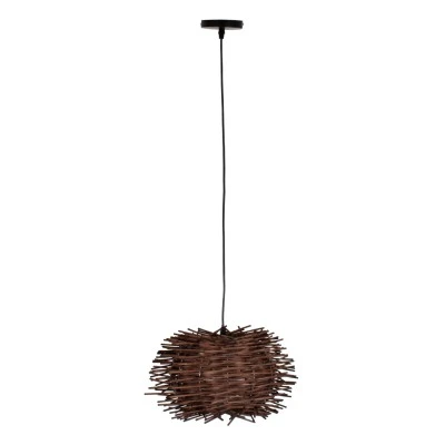 Κρεμαστό φωτιστικό Boho MINORCA 1 x E27 AC 220-240V καφέ με υφασμάτινο καπέλο φυσικού σχεδιασμού Μ35 x Π35 x Υ23