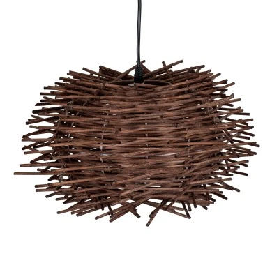 Κρεμαστό φωτιστικό Boho MINORCA 1 x E27 AC 220-240V καφέ με υφασμάτινο καπέλο φυσικού σχεδιασμού Μ35 x Π35 x Υ23