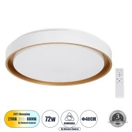 Πλαφονιέρα Οροφής LED BARCHETTA CCT 72W 8306lm 120° AC 220-240V - Εναλλαγή Φωτισμού μέσω Τηλεχειριστηρίου All In One- Λευκό με Χρυσό