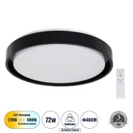Πλαφονιέρα Οροφής LED BARCHETTA CCT 72W 8306lm 120° AC 220-240V - Εναλλαγή Φωτισμού μέσω Τηλεχειριστηρίου All In One - Μαύρο 