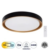 Πλαφονιέρα Οροφής LED BARCHETTA CCT 72W 8306lm 120° AC 220-240V - Εναλλαγή Φωτισμού μέσω Τηλεχειριστηρίου All In One - Μαύρο με Χρυσό 