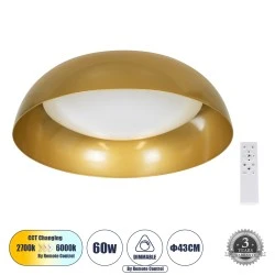 Πλαφονιέρα Οροφής LED ANATOLIA CCT 60W 6900lm 120° AC 220-240V - Εναλλαγή Φωτισμού μέσω Τηλεχειριστηρίου All In One - Χρυσό 