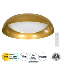 Πλαφονιέρα Οροφής LED ANATOLIA CCT 75W 8625lm 120° AC 220-240V - Εναλλαγή Φωτισμού μέσω Τηλεχειριστηρίου All In One - Χρυσό