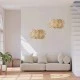 GloboStar® MINORCA 01731 Boho Κρεμαστό Φωτιστικό Ανάρτηση Μονόφωτο 1 x E27 IP20 Μπεζ Ξύλο - Μ60 x Π60 x Y35cm