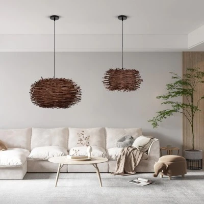 Κρεμαστό φωτιστικό Boho MINORCA 1 x E27 AC 220-240V καφέ με υφασμάτινο καπέλο φυσικού σχεδιασμού Μ60 x Π60 x Υ35 Κρεμαστό φωτιστικό Boho MINORCA 1 x E27 AC 220-240V καφέ με υφασμάτινο καπέλο φυσικού σχεδιασμού Μ60 x Π60 x Υ35