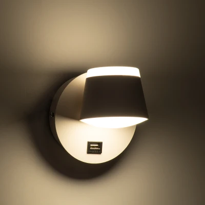 Μοντέρνα επιτοίχια απλίκα ανάγνωσης LED kelvo® REGENCY με φορτιστή USB 8W 920lm φυσικό λευκό 4500K λευκό ματ 12x12x13cm