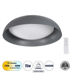 Πλαφονιέρα Οροφής LED ANATOLIA CCT 75W 8625lm 120° AC 220-240V - Εναλλαγή Φωτισμού μέσω Τηλεχειριστηρίου All In One - Γκρι Ανθρακί 