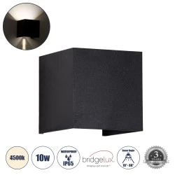 Μοντέρνα επιτοίχια απλίκα LED kelvo® AXIS-S 10W 1200lm 5°/60° AC 220-240V αδιάβροχη IP65 φυσικό λευκό 4500K Bridgelux COB μαύρο ματ 10x10x10cm