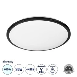 Πλαφονιέρα Οροφής LED TUFFIN 36W 4140lm 120° AC 220-240V Αδιάβροχη IP54 Φ48 x Υ6.5cm Ψυχρό Λευκό 6000K - Μαύρο