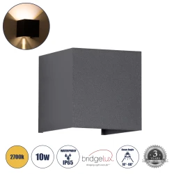 Μοντέρνη επιτοίχια απλίκα LED kelvo® AXIS-S 10W 1150lm θερμό λευκό 2700K IP65 γκρι ανθρακί ματ 10x10x10cm 60561