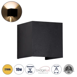 kelvo® AXIS-S Μοντέρνα Επιτοίχια Απλίκα LED 10W 1150lm IP65 θερμό λευκό 2700K με δέσμη 5°/60° μαύρο ματ 10x10x10cm 60562