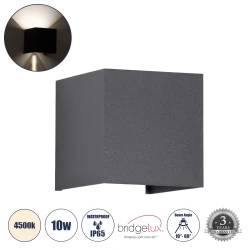 Μοντέρνο φωτιστικό τοίχου LED kelvo® AXIS-S 10W 1200lm IP65 φυσικό λευκό 4500K γκρι ανθρακί ματ 10x10x10cm