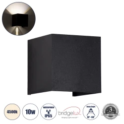 Μοντέρνα επιτοίχια απλίκα LED kelvo® AXIS-S 10W 1200lm 5°/60° AC 220-240V αδιάβροχη IP65 φυσικό λευκό 4500K Bridgelux COB μαύρο ματ 10x10x10cm