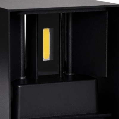 Μοντέρνα επιτοίχια απλίκα LED kelvo® AXIS-S 10W 1200lm 5°/60° AC 220-240V αδιάβροχη IP65 φυσικό λευκό 4500K Bridgelux COB μαύρο ματ 10x10x10cm