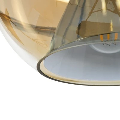 GloboStar® GLASSO 60927 Μοντέρνο Κρεμαστό Φωτιστικό Μπάλα Μονόφωτο 1 x E27 IP20 Μελί Γυαλί με Ασημί Μέταλλο - Μ27 x Π27 x Υ52cm
