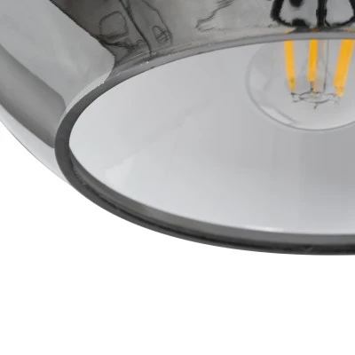 GloboStar® GLASSO 60928 Μοντέρνο Κρεμαστό Φωτιστικό Οροφής Μονόφωτο 1 x E27 Φιμέ Καθρεπτιζέ Νίκελ Γυάλινη Μπάλα με Μεταλλικό Επιχρωμιωμένο Σώμα Φ27 x Υ52cm