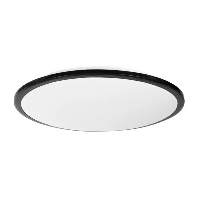 GloboStar® TUFFIN 60998 Πλαφονιέρα Οροφής LED 36W 4140lm 120° AC 220-240V Αδιάβροχη IP54 Φ48 x Υ6.5cm Ψυχρό Λευκό 6000K - Μαύρο - Bridgelux Chips - 3 Years Warranty