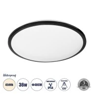 Πλαφονιέρα Οροφής LED TUFFIN 36W 3960lm 120° AC 220-240V Αδιάβροχη IP54 Φ48 x Υ6.5cm Φυσικό Λευκό 4500K - Μαύρο 