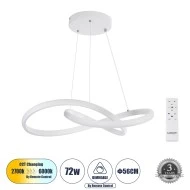 Κρεμαστό Φωτιστικό Design LED DEXTER CCT 72W 8064lm 300° AC 220-240V - Εναλλαγή Φωτισμού μέσω Τηλεχειριστηρίου All In One- Λευκό