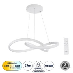 Κρεμαστό Φωτιστικό Design LED DEXTER CCT 72W 8064lm 300° AC 220-240V - Εναλλαγή Φωτισμού μέσω Τηλεχειριστηρίου All In One- Λευκό