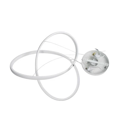 GloboStar® DEXTER 61050 Κρεμαστό Φωτιστικό Οροφής Design LED CCT 72W 8064lm 300° AC 220-240V - Εναλλαγή Φωτισμού μέσω Τηλεχειριστηρίου All In One Ψυχρό 6000k+Φυσικό 4500k+Θερμό 2700k Dimmable Φ56cm - Λευκό - 3 Years Warranty
