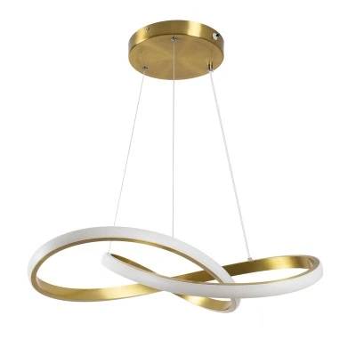 GloboStar® DEXTER 61051 Κρεμαστό Φωτιστικό Οροφής Design LED CCT 72W 8064lm 300° AC 220-240V - Εναλλαγή Φωτισμού μέσω Τηλεχειριστηρίου All In One Ψυχρό 6000k+Φυσικό 4500k+Θερμό 2700k Dimmable Φ56cm - Χρυσό Βούρτσας - 3 Years Warranty
