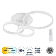 Φωτιστικό Οροφής Δαχτυλίδι-Κύκλος VENOM LED CCT 100W 12100lm 360° AC 220-240V - Εναλλαγή Φωτισμού μέσω Τηλεχειριστηρίου All In One - Λευκό