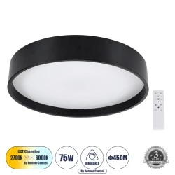 Πλαφονιέρα Οροφής LED NARNIA CCT 75W 8625lm 120° AC 220-240V - Εναλλαγή Φωτισμού μέσω Τηλεχειριστηρίου All In One - Μαύρο