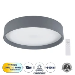 Πλαφονιέρα Οροφής LED NARNIA CCT 75W 8625lm 120° AC 220-240V - Εναλλαγή Φωτισμού μέσω Τηλεχειριστηρίου All In One- Γκρι Ανθρακί