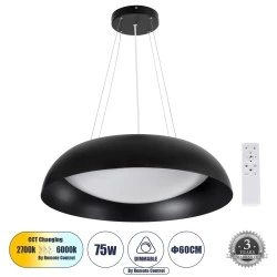 Κρεμαστή Πλαφονιέρα Οροφής LED CCT 75W 8625lm 120° AC 220-240V - Εναλλαγή Φωτισμού μέσω Τηλεχειριστηρίου All In One Dimmable Φ60cm - Μαύρο Κρεμαστή Πλαφονιέρα Οροφής LED CCT 75W 8625lm 120° AC 220-240V - Εναλλαγή Φωτισμού μέσω Τηλεχειριστηρίου All In One Dimmable Φ60cm - Μαύρο