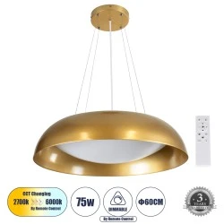 Κρεμαστή Πλαφονιέρα Οροφής LED CCT 75W 8625lm 120° AC 220-240V - Εναλλαγή Φωτισμού μέσω Τηλεχειριστηρίου All In One Dimmable Φ60cm - Χρυσό Κρεμαστή Πλαφονιέρα Οροφής LED CCT 75W 8625lm 120° AC 220-240V - Εναλλαγή Φωτισμού μέσω Τηλεχειριστηρίου All In One Dimmable Φ60cm - Χρυσό