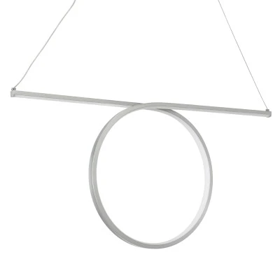 GloboStar® ROME 61296 Κρεμαστό Φωτιστικό Οροφής Linear Design LED CCT 24W 2640lm 200° AC 220-240V - Εναλλαγή Φωτισμού μέσω Διακόπτη On/Off All In One Ψυχρό 6000k+Φυσικό 4500k+Θερμό 2700k Μ65.5 x Π4 x Υ33cm - Ασημί Βούρτσας - 3 Years Warranty