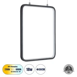 Κρεμαστό Φωτιστικό NEROBA Linear Design LED CCT 18W 1980lm 360° AC 220-240V - Εναλλαγή Φωτισμού μέσω Διακόπτη On/Off All In One  Μ29 x Π2 x Υ36cm - Μαύρο