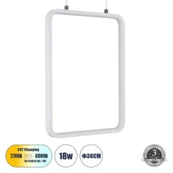 Κρεμαστό Φωτιστικό NEROBA Linear Design LED CCT 18W 1980lm 360° AC 220-240V - Εναλλαγή Φωτισμού μέσω Διακόπτη On/Off All In One  Μ29 x Π2 x Υ36cm - Λευκό 