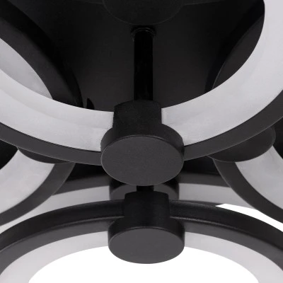 Φωτιστικό Οροφής Design LED ROYAL-R CCT 135W 16200lm 360° AC 220-240V - Εναλλαγή Φωτισμού μέσω Τηλεχειριστηρίου All In One - Μαύρο GloboStar® ROYAL-R 61323 Φωτιστικό Οροφής Design LED CCT 135W 16200lm 360° AC 220-240V - Εναλλαγή Φωτισμού μέσω Τηλεχειριστηρίου All In One Ψυχρό 6000k+Φυσικό 4500k+Θερμό 2700k Dimmable Μ80.5 x Π59 x Υ12cm - Μαύρο - 3 Years Warranty