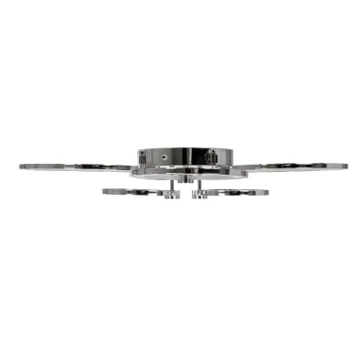 GloboStar® ROYAL-R 61324 Φωτιστικό Οροφής Design LED CCT 135W 16200lm 360° AC 220-240V - Εναλλαγή Φωτισμού μέσω Τηλεχειριστηρίου All In One Ψυχρό 6000k+Φυσικό 4500k+Θερμό 2700k Dimmable Μ80.5 x Π59 x Υ12cm - Νίκελ Χρώμιο - 3 Years Warranty