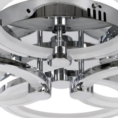 GloboStar® ROYAL-R 61324 Φωτιστικό Οροφής Design LED CCT 135W 16200lm 360° AC 220-240V - Εναλλαγή Φωτισμού μέσω Τηλεχειριστηρίου All In One Ψυχρό 6000k+Φυσικό 4500k+Θερμό 2700k Dimmable Μ80.5 x Π59 x Υ12cm - Νίκελ Χρώμιο - 3 Years Warranty