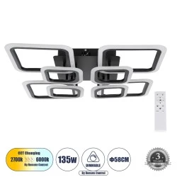 Φωτιστικό Οροφής Design LED ROYAL-S CCT 135W 16200lm 360° AC 220-240V - Εναλλαγή Φωτισμού μέσω Τηλεχειριστηρίου All In One- Μαύρο Φωτιστικό Οροφής Design LED ROYAL-S CCT 135W 16200lm 360° AC 220-240V - Εναλλαγή Φωτισμού μέσω Τηλεχειριστηρίου All In One- Μαύρο