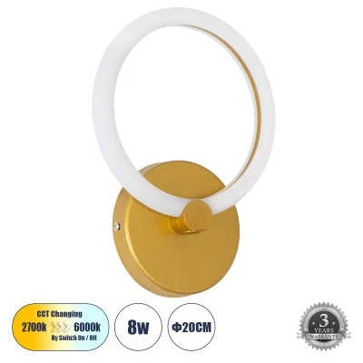 Φωτιστικό τοίχου - απλίκα MATILDA Design LED CCT 8W 960lm 360° με διάστασηΜ2xΠ5xΥ25.5cm χρυσό χρώμα Φωτιστικό τοίχου - απλίκα MATILDA Design LED CCT 8W 960lm 360° με διάστασηΜ2xΠ5xΥ25.5cm χρυσό χρώμα