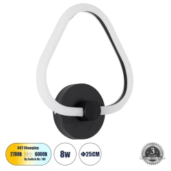 Μοντέρνο επιτοίχιο φωτιστικό LED kelvo® REGINA 8W 960lm 360° AC 220-240V IP20 ρυθμιζόμενο λευκό CCT με εναλλαγή χρωμάτων 2700K/4500K/6000K μαύρο ματ 25x7x28.5cm Μοντέρνο επιτοίχιο φωτιστικό LED kelvo® REGINA 8W 960lm 360° AC 220-240V IP20 ρυθμιζόμενο λευκό CCT με εναλλαγή χρωμάτων 2700K/4500K/6000K μαύρο ματ 25x7x28.5cm