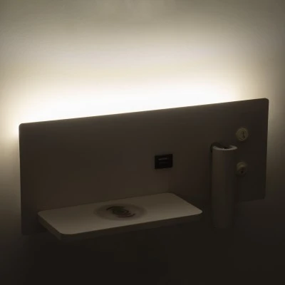 Μοντέρνα επιτοίχια απλίκα reading light kelvo® PALADIN με USB φορτιστή 3A & wireless φόρτιση LED 6W 720lm φυσικό λευκό 4500K λευκό ματ 30x11x12cm Μοντέρνα επιτοίχια απλίκα reading light kelvo® PALADIN με USB φορτιστή 3A & wireless φόρτιση LED 6W 720lm φυσικό λευκό 4500K λευκό ματ 30x11x12cm