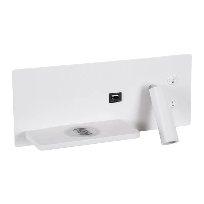 Μοντέρνα επιτοίχια απλίκα reading light kelvo® PALADIN με USB φορτιστή 3A & wireless φόρτιση LED 6W 720lm φυσικό λευκό 4500K λευκό ματ 30x11x12cm Μοντέρνα επιτοίχια απλίκα reading light kelvo® PALADIN με USB φορτιστή 3A & wireless φόρτιση LED 6W 720lm φυσικό λευκό 4500K λευκό ματ 30x11x12cm