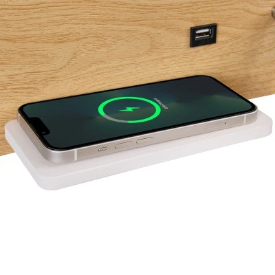 Μοντέρνα επιτοίχια απλίκα reading light GLOBOSTAR® PALADIN με φορτιστή USB 3A και wireless φόρτιση 20W LED 6W 720lm φυσικό λευκό 4500K μπεζ & λευκό 30x11x12cm